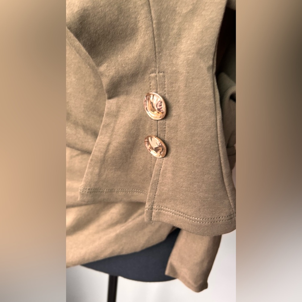 Commense Olive Green Blouse with Waist Tie and Buttoned Cuffs - Picture 5 of 10
